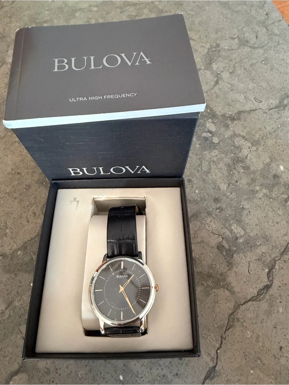 Bulova White and Black Taged Watch Box Accent
